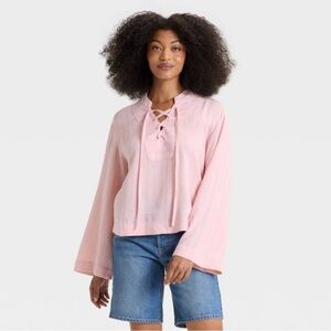 Universal Thread Pink Bell Sleeve Blouse